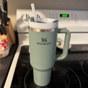Stanley Sage Green Travel Mug with Straw